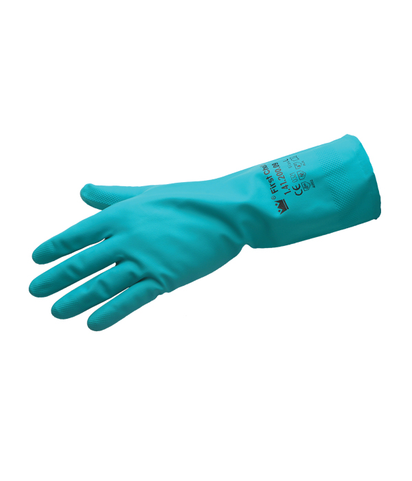 Guante nitrilo verde, funda plástico M