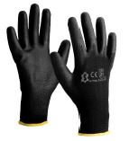 Guante poliéster con PU negro talla 9